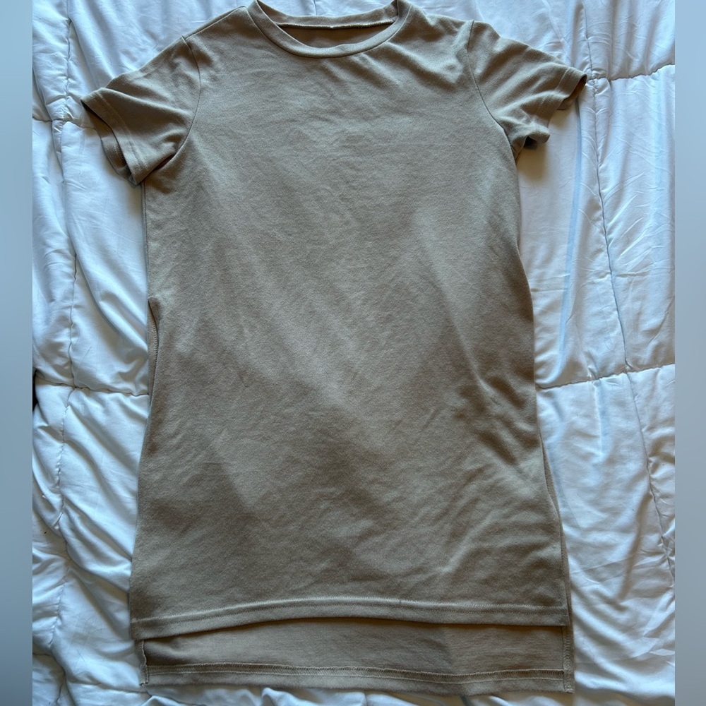 Beige Short Sleeve Long T